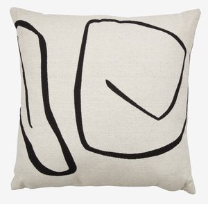 Coussin HVITVEIS 45x45 blanc cassé/noir