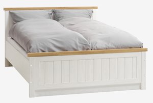Bed frame MARKSKEL Double oak/white