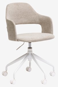 Chaise de bureau professionnelle REERSLEV tissu sable/blanc