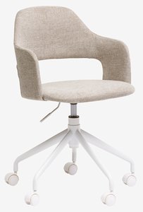 Sedia da scrivania REERSLEV tessuto color sabbia/bianco