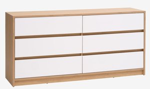 3+3 drawer chest BILLUND white/oak