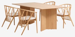VESTERBORG L200 table oak + 4 ARNBORG chairs oak
