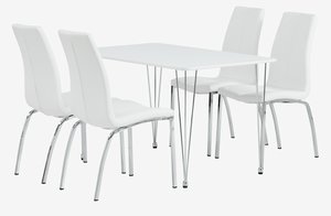 BANNERUP D120 stůl bílá + 4 HAVNDAL židle bílá