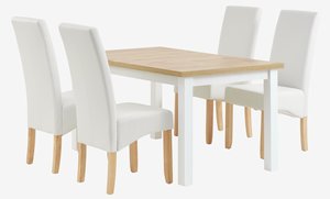 MARKSKEL H150/193 asztal + 4 BAKKELY szék krémszínű