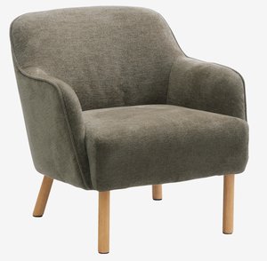 Fauteuil BREDAL olijfgroene stof/eiken kleur