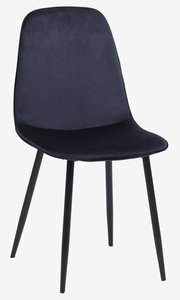 Silla de comedor BISTRUP terciopelo azul oscuro/negro