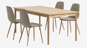 MARSTRUP L190/280 table oak + 4 BISTRUP chairs sand