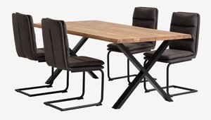 ROSLEV L200 table natural oak + 4 ULSTRUP chairs anthracite