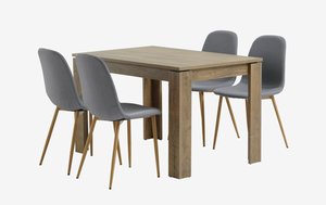 VEDDE L120 table wild oak + 4 JONSTRUP grey/oak
