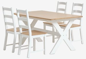 VISLINGE L150 table natural + 4 VISLINGE chairs natural