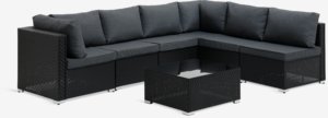 Ensemble lounge modulable EG 6 personnes noir