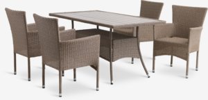 Table STRIB L150 naturel + 4 chaises AIDT empilable naturel