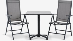 TIPMOSE H70 asztal szürke + 2 MELLBY szék fekete