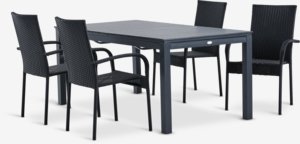 VATTRUP L170/273 tafel + 4 GUDHJEM stoel zwart