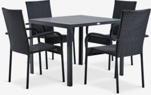 MADERUP L90 table + 4 GUDHJEM chaises noir