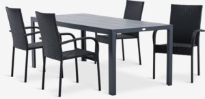 MADERUP L205 table + 4 GUDHJEM chaises noir