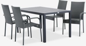 PINDSTRUP L150 tafel + 4 GUDHJEM stoelen grijs