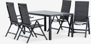 PINDSTRUP L150 tafel + 4 MYSEN stoel grijs