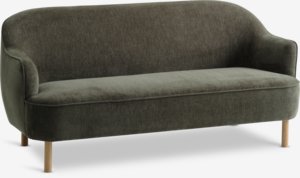 Sofa BREDAL 2.5 seater olive green fabric/oak colour