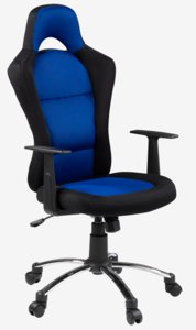 Sedia da gaming SNERTINGE nero/tessuto mesh blu