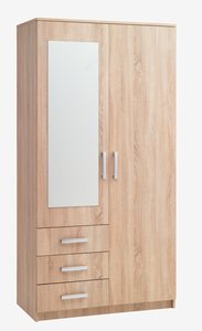 Šatní skříň VELLERUP 101×200 kombi barva světlého dubu