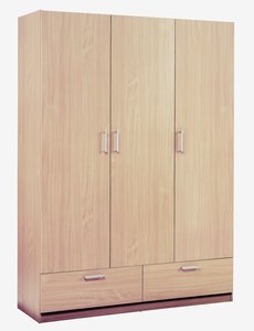 Szafa ELLESTED 144x200 3 drzwi 2 szuflady kolor jasny dąb