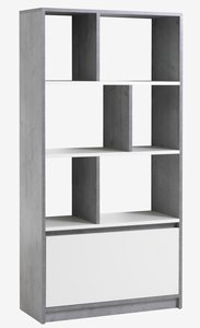 Bookcase BILLUND 1 drawer white/concrete colour